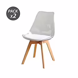Pack 2 Sillas Design D1000 Transparentes + Cojín Blanco Mu | 8436049040158 | 56,00 euros