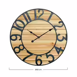 Reloj Pared Vintage Negro Madera Clara 60cm | 8429160810342 | 35,00 euros