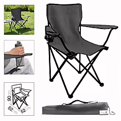 Silla Camping Plegable Gris Oscuro 52x52x90cm | 8422175100460 | 20,80 euros