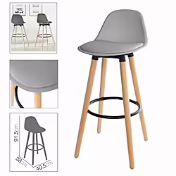 Taburete Alto Con Respaldo Y Acolchado Gris | 1842217541044 | 34,50 euros