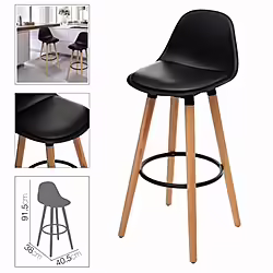 Taburete Alto Con Respaldo Y Acolchado Negro | 1842217541042 | 34,50 euros