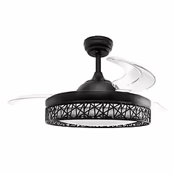 Ventilador De Techo Con Luz Y Aspas Retractiles Negro Jocca | 8435253581624 | 125,00 euros