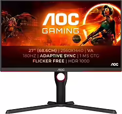 Monitor Gaming Aoc 27 180hz 2k Qhd Ergonomico Hdmi Displayport Bl | Q27G3XMN | 4038986181440