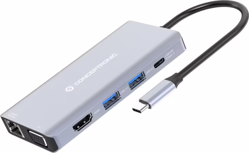 Adaptador CONCEPTRONIC USB-C 10en1 100W Gris (DONN20G) | 4015867230893 imagen 1