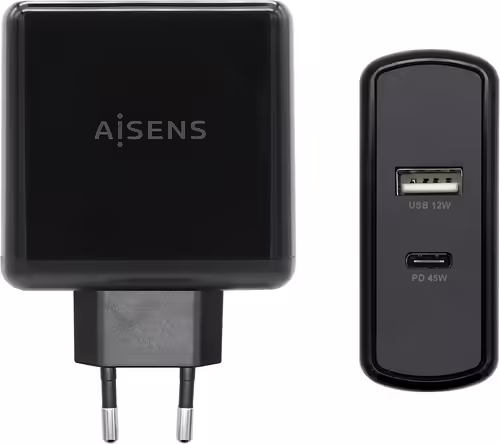 AISENS ASCH-2PD45A-BK cargador de dispositivo móvil Negro Interior | 8436574706253 imagen 1