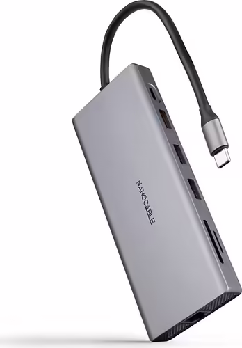 Nanocable Hub USB-C 12 en 1, Conversor USB-C 3.1 a 3xUSB-A 3.2 + USB-C 3.2 + USB | 10.16.4612 | 8433281015579 imagen 1