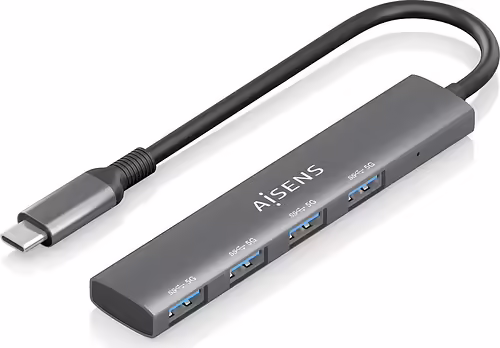 AISENS Hub USB 3.1 USB-C, USB-C/M-4x Tipo A/H, Gris, 15cm | A109-0943 | 8435739903100 imagen 1