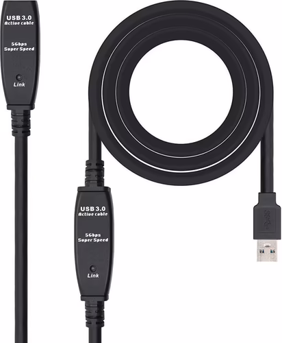 Nanocable USB-A/M a USB-A/H 10m Negro (10.01.0312) | 8433281008243 imagen 1