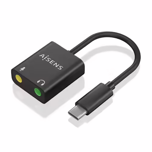 AISENS Conversor USB-C a Audio 48KHz, USB-C/M-2xJack 3.5/H, Negro, 10 cm | A109-0767 | 8436574709865 imagen 1