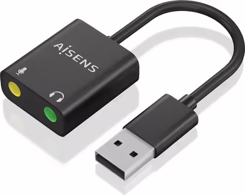 AISENS Conversor USB-A a Audio 48KHz, USB-A/M-2xJack 3.5/H, Negro, 10 cm | A106-0769 | 8436574709803 imagen 1