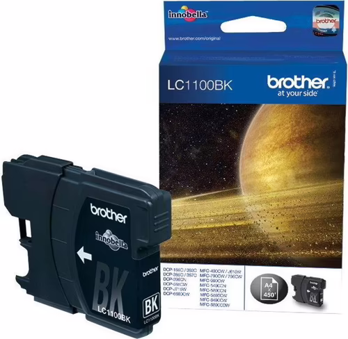Tinta BROTHER Negro 450 páginas (LC1100BK) | 4977766659680 imagen 1