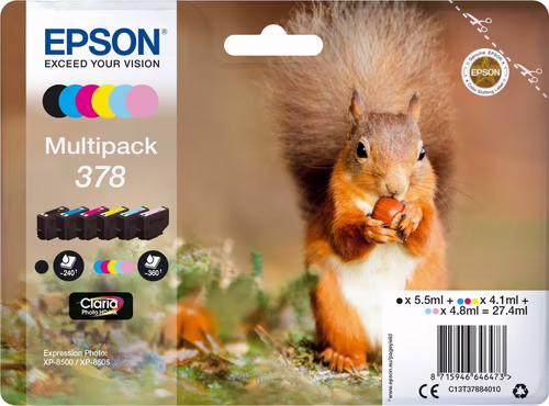 Tinta Epson 378 Pack 6 Colores (C13T37884010) | 8715946646473 imagen 1