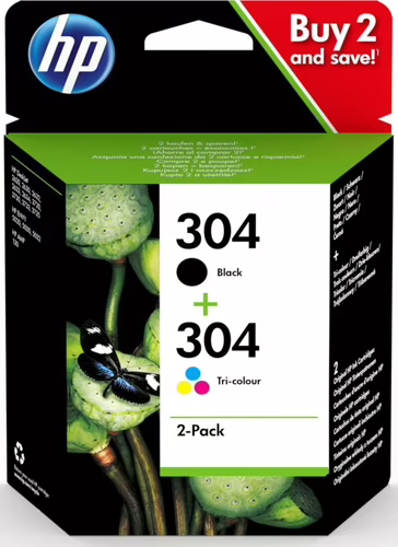 HP Paquete de 2 cartuchos de tinta Original 304 negro/tricolor | 3JB05AE. | 0192545191432 imagen 1