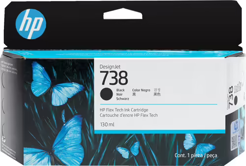 HP 738 130-ml Black DesignJet Ink Cartridge cartucho de tinta 1 pieza(s) Origina | 498N4A | 0196068358853 imagen 1