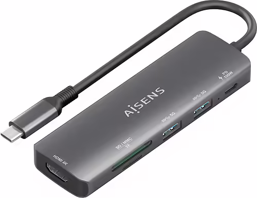 AISENS DOCKING STATION USB-C A 6 EN 1 USB-C A 1xHDMI, 2xUSB-A, 1xUSB-C PD 100W,  | ASUC-6P023-GR | 8435739903124 imagen 1