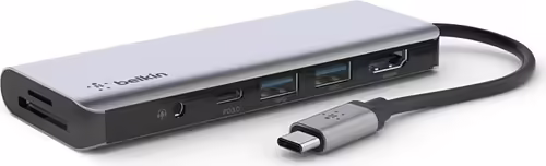 Belkin AVC009btSGY Hub usb 3.2 gen 1 (3.1 Gen 1) tipo-c 7puertos 5000 Mbit/s pla | 0745883819836 imagen 1