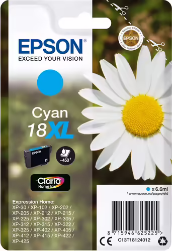 Cartucho Epson Daisy Cartucho 18XL cian etiqueta RF C13T18124022 | 8715946625232 imagen 1