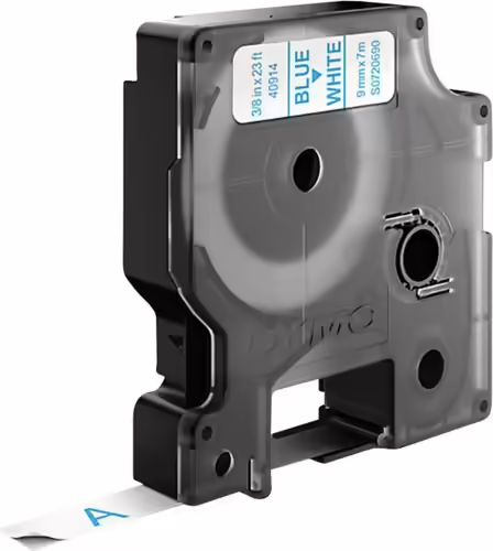 Dymo D1 Etiquetas estandar azul sobre blanco 9mm x 7m poliester | S0720690 | 5411313409148 imagen 1