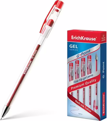 ErichKrause 17629 bolígrafo de gel Bolígrafo de gel con tapa Superfino Rojo 12 | 4041485176299 imagen 1