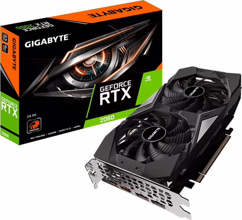 Gigabyte GV-N2060D6-6GD Tarjeta grafica nvidia geforce RTX 2060 6gb gddr6 pci ex | GV-N2060D6-6GD 2.0 | 4719331309190 imagen 1