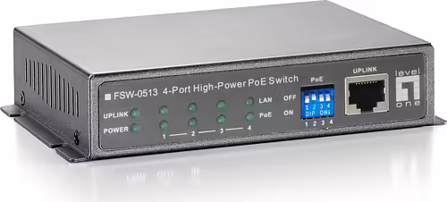 LevelOne Switch Fast Ethernet PoE de 5 puertos, 4 Puertos PoE, 120W | FSW-0513 | 4015867154564 imagen 1