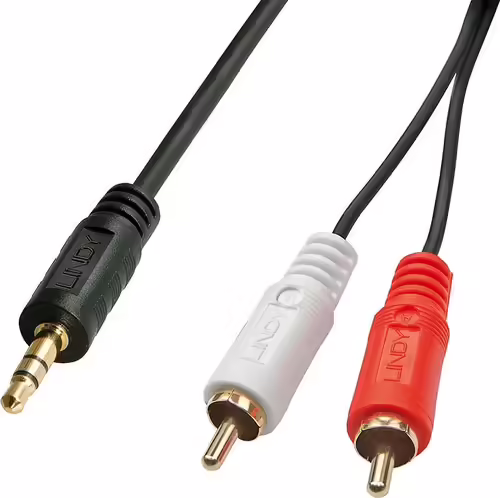 Lindy 35682 cable de audio 3 m 2 x RCA 3,5mm Negro | LINDY35682 | 4002888356824 imagen 1