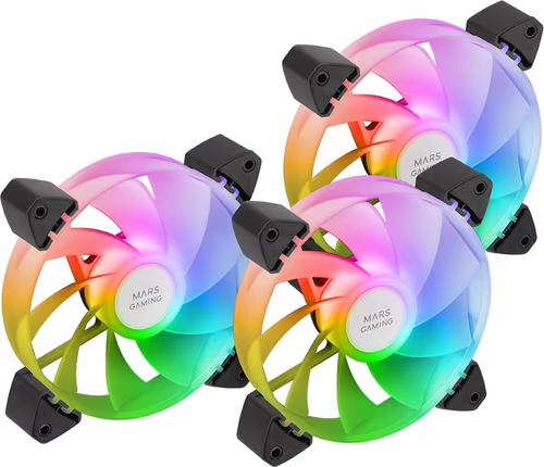 Mars Gaming MF-3AR, Kit 3x Ventiladores 120mm FDB, Aspas Invertidas, Iluminació | MF3AR | 8435693108528 imagen 1