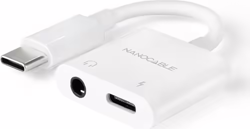Nanocable Adaptador de Audio USB-C/M a Jack 3.5/H + USB-C/H PD 60W, 11.5 cm, Bla | 10.24.1206 | 8433281016644 imagen 1