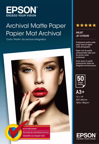 Papel Epson Archival Matte Paper, DIN A3+, 189 g/m², 50 hojas C13S041340 | 0010343830059 imagen 1