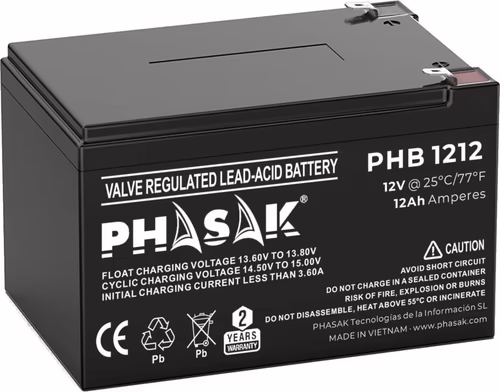 Phasak PHB 1212 baterͭa para sistema ups Sealed Lead Acid (VRLA) 12 V 12 Ah | 5605922050949 imagen 1