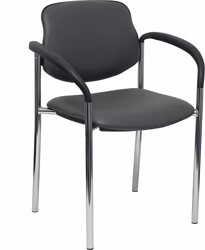 Piqueras y Crespo Silla fija Styl similpiel gris oscuro chasis cromo con brazos | 27PTCRSP600CB | 8436586626884 imagen 1