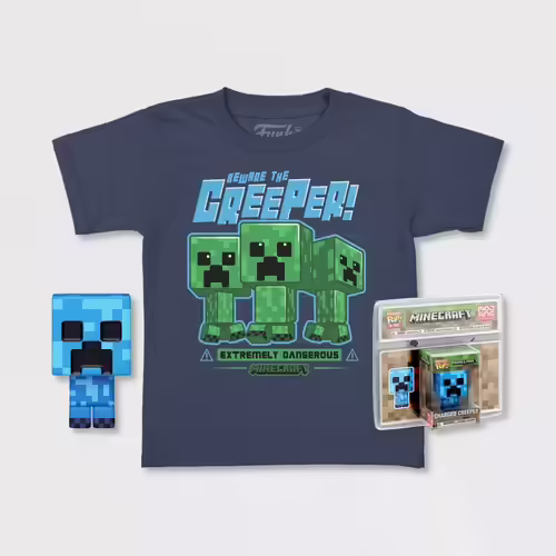 Pop & tee minecraft charged creeper funko + camiseta talla s | 889698604772 | 0889698604772 imagen 1