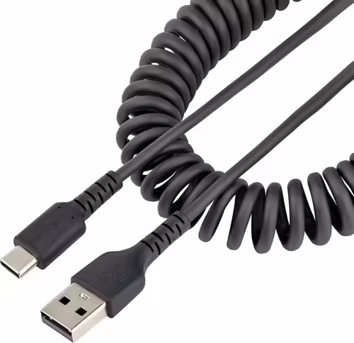 StarTech.com Cable de 50cm de Carga USB A a USB C, Cable USB Tipo C Rizado de Ca | R2ACC-50C-USB-CABLE | 0065030893527 imagen 1