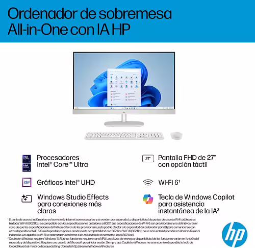 Hp PC All in One 27-CR2013NS 27` Full HD 1920x1080 IPS Intel Core Ultra 5 hasta | C7SJ3EA imagen 1