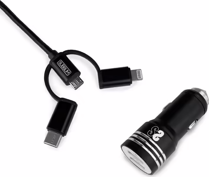 Cargador de Coche SUBBLIM USB-A 3en1 (SUB-CHG-4CC002) | 8436586740764 imagen 1
