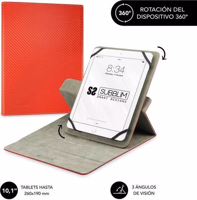 Funda SUBBLIM Rotate 10.1`` Folio Roja (SUB-CUT-3RE002) | 8436586740870 imagen 1