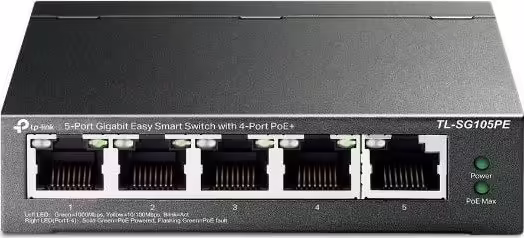Switch TP-Link 5xRJ45 GbE PoE+ 65W Negro (TL-SG105PE) | 6935364052744 imagen 1
