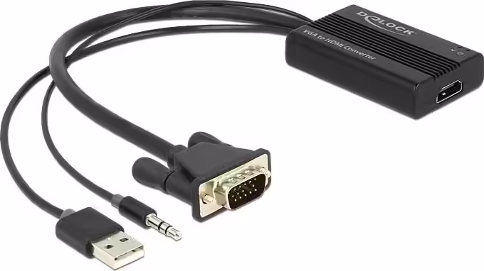 ADAPTADOR VGA A HDMI CON AUDIO DELOCK 62597 | 4043619625970 imagen 1