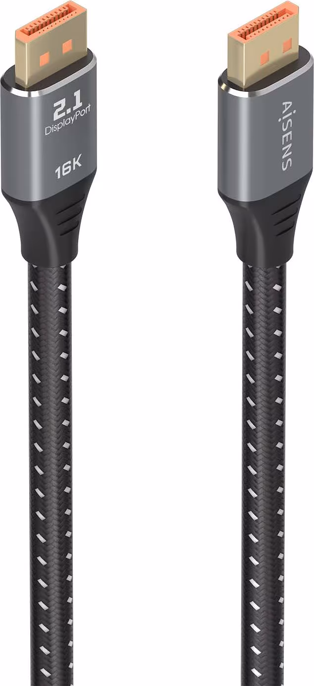 AISENS Cable DisplayPort V2.1 16K@60Hz 80 Gbps, DP/M-DP/M, Negro, 2.0m | A158-0903 | 8435739902196 imagen 1