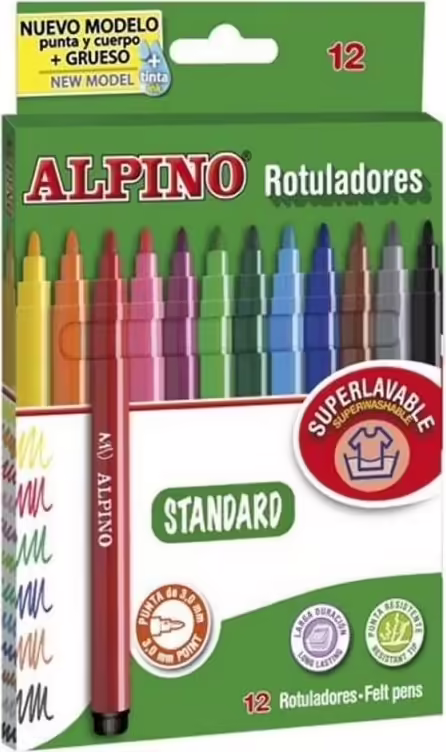 ALPINO AR001002 CAJA DE 12 ROTULADORES STANDARD SUPERLAVABLE | 8413240556749 imagen 1