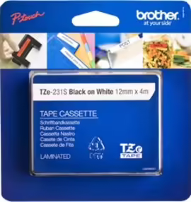 Brother cinta para impresora de etiquetas TZe Negro sobre blanco | TZE231S2 | 4977766736589 imagen 1