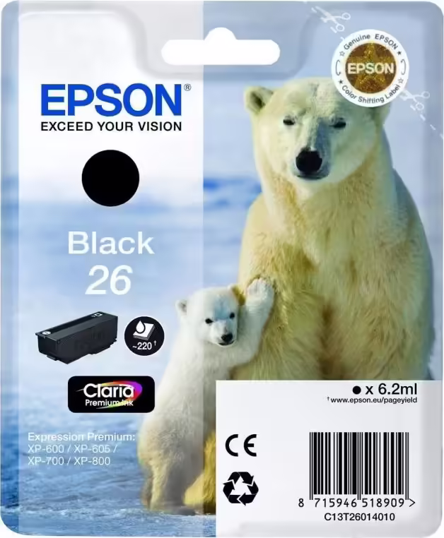 CARTUCHO EPSON T2611 NEGRO C13T26014022 | 8715946625553 imagen 1