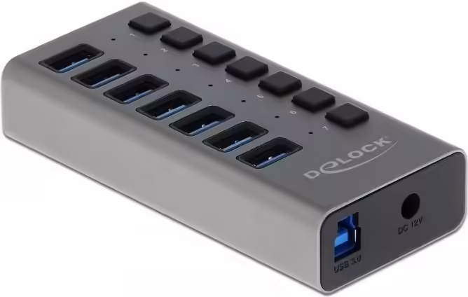 DeLOCK 63669 hub de interfaz USB 3.2 Gen 1 (3.1 Gen 1) Type-B 5000 Mbit/s Gris | 4043619636693 imagen 1