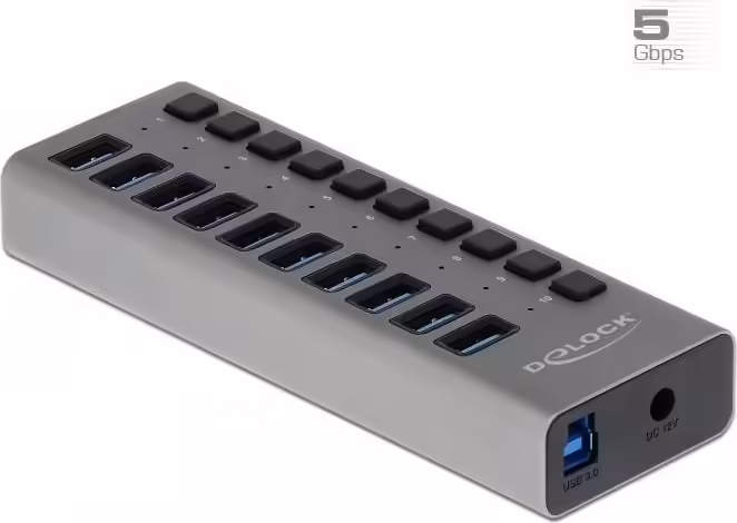 DeLOCK 63670 hub de interfaz USB 3.2 Gen 1 (3.1 Gen 1) Type-B 5000 Mbit/s Gris | 4043619636709 imagen 1