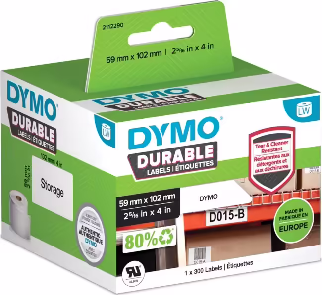 DYMO Durable Blanco Etiqueta para impresora autoadhesiva | 2112290 | 3026981122903 imagen 1