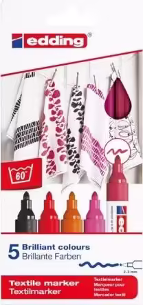EDDING 4500/5S-999 ESTUCHE 5 MARCADORES TEXTILES PUNTA REDONDA RESISTENTE AL LAV | 4057305013101 imagen 1