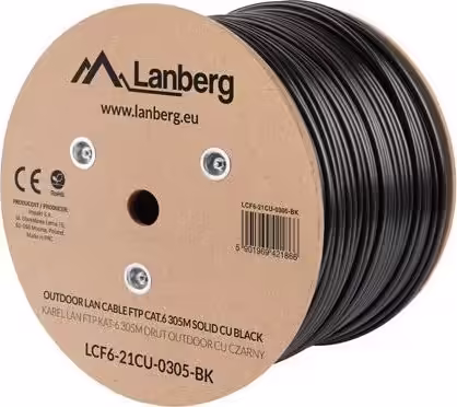 Lanberg LCF6-21CU-0305-BK cable de red Negro 305 m Cat6 F/UTP (FTP) | 5901969421866 imagen 1