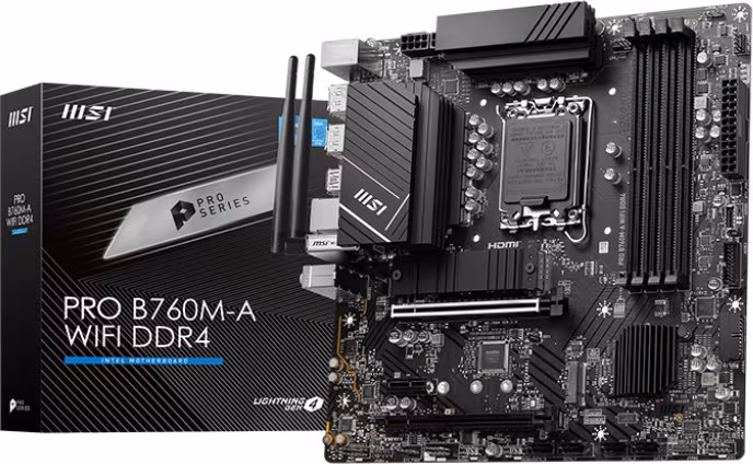 MSI PRO B760M-A WIFI DDR4 placa base Intel B760 LGA 1700 micro ATX | 4711377026383 imagen 1