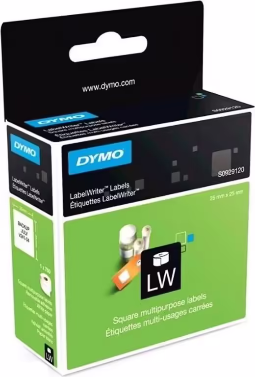 ROLLO ETIQUETAS DYMO LABEL WRITER CUADRADOS DE PAPEL ADHESIVOS - 750 UDS | S0929120 | 3501170929124 imagen 1