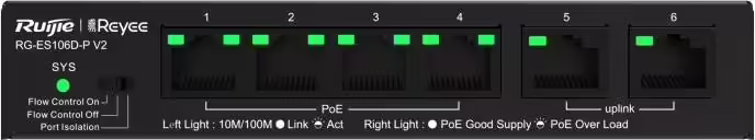 Ruijie Networks RG-ES106D-P V2 switch No administrado Fast Ethernet (10/100) Ene | RG-ES106D-P-V2 | 6971693272989 imagen 1